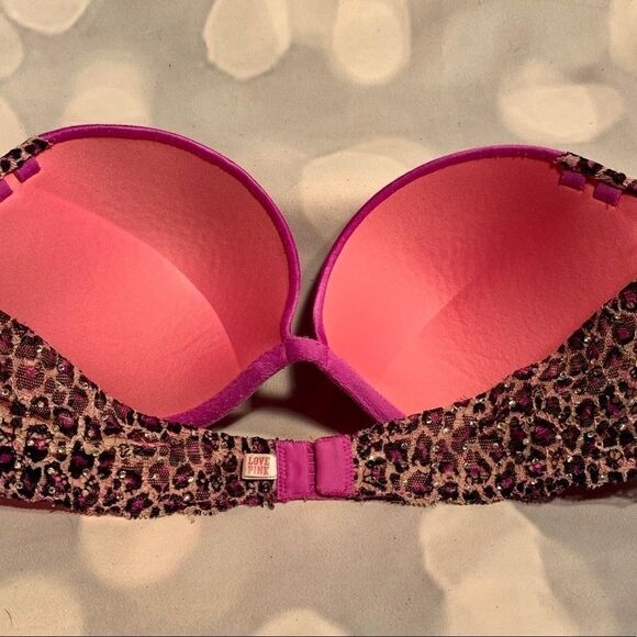 PURPLE with ANIMAL PRINT & RHINESTONE STRAPS 34C - Picture 4 of 4